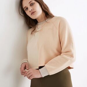 Madewell MWL sweatshirt crop sweater color block cream white orange